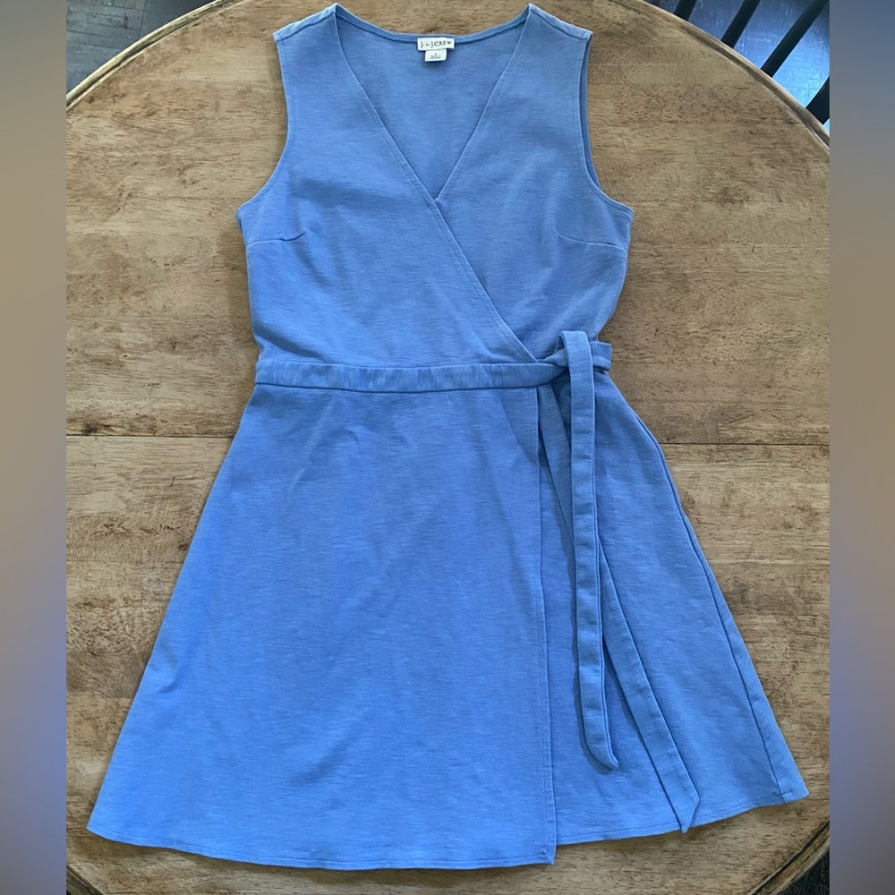J by J Crew Women’s Sz S Blue Ponte Sleeveless Midi Wrap Dress